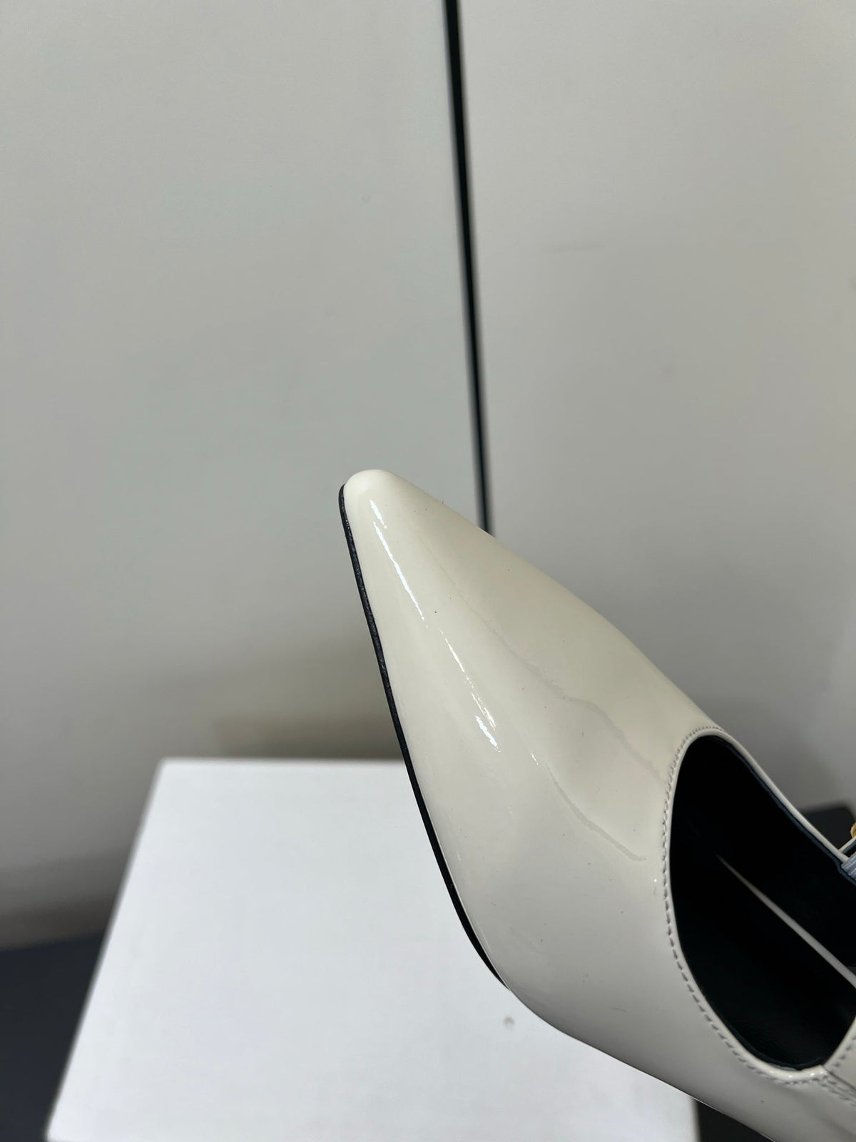 JUDY DOUBLE STRAP MARY JANE SLINGBACK IN WHITE PATENT CALFSKIN