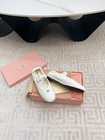 MARY JANE FLATS IN WHITE SMOOTH LAMBSKIN