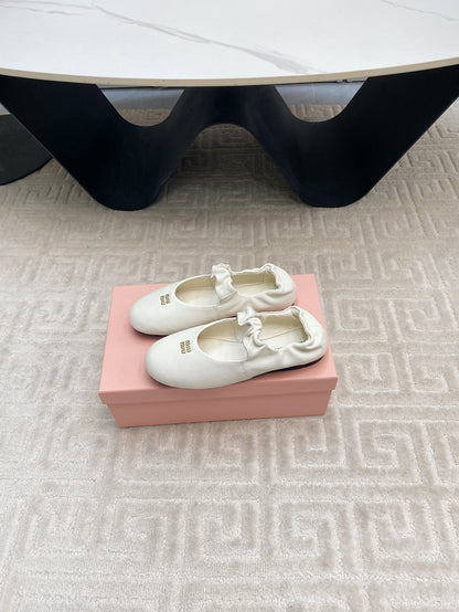 MARY JANE FLATS IN WHITE SMOOTH LAMBSKIN