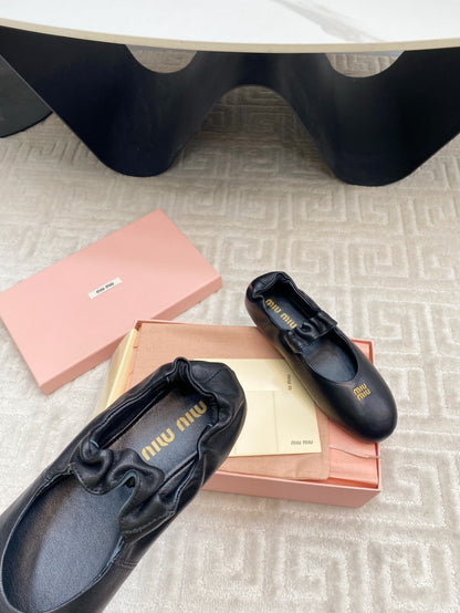 MARY JANE FLATS IN BLACK SMOOTH LAMBSKIN