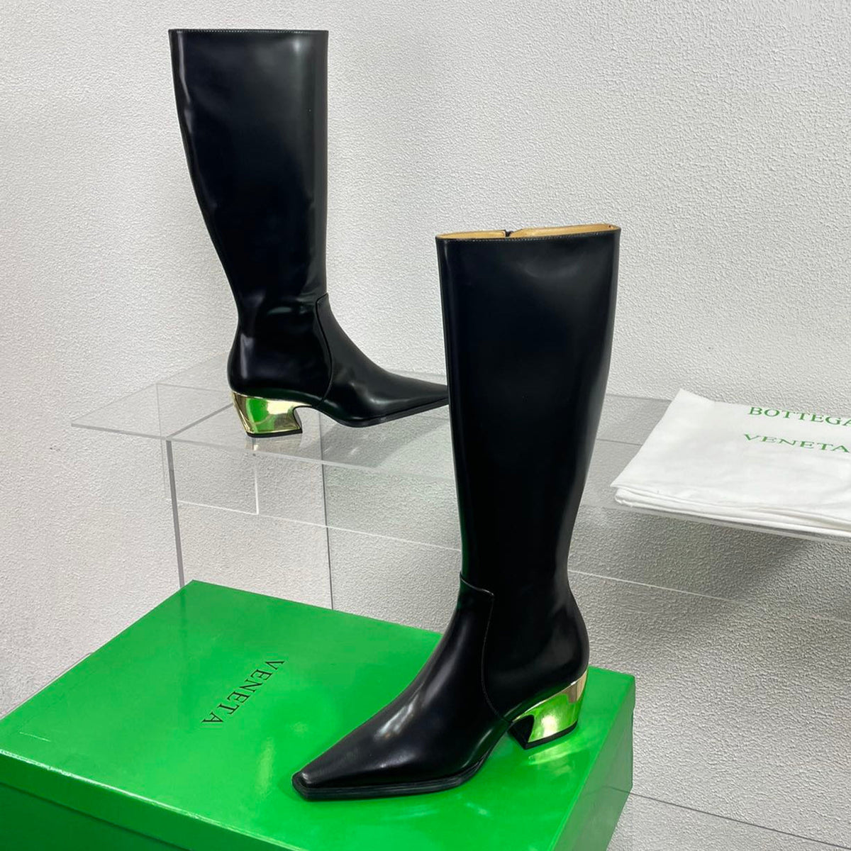 TEX HIGH BOOT IN BLACK PATENT CALFSKIN