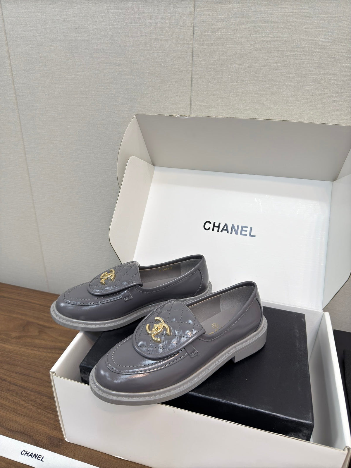 MOCCASIN 2.5 CM IN MOUSE GRAY PREMIUM LAMBSKIN