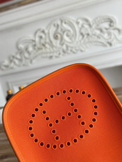 MINI NEO 17 EVELYNE BAG IN FIRE ORANGE CANVAS AND CALFSKIN
