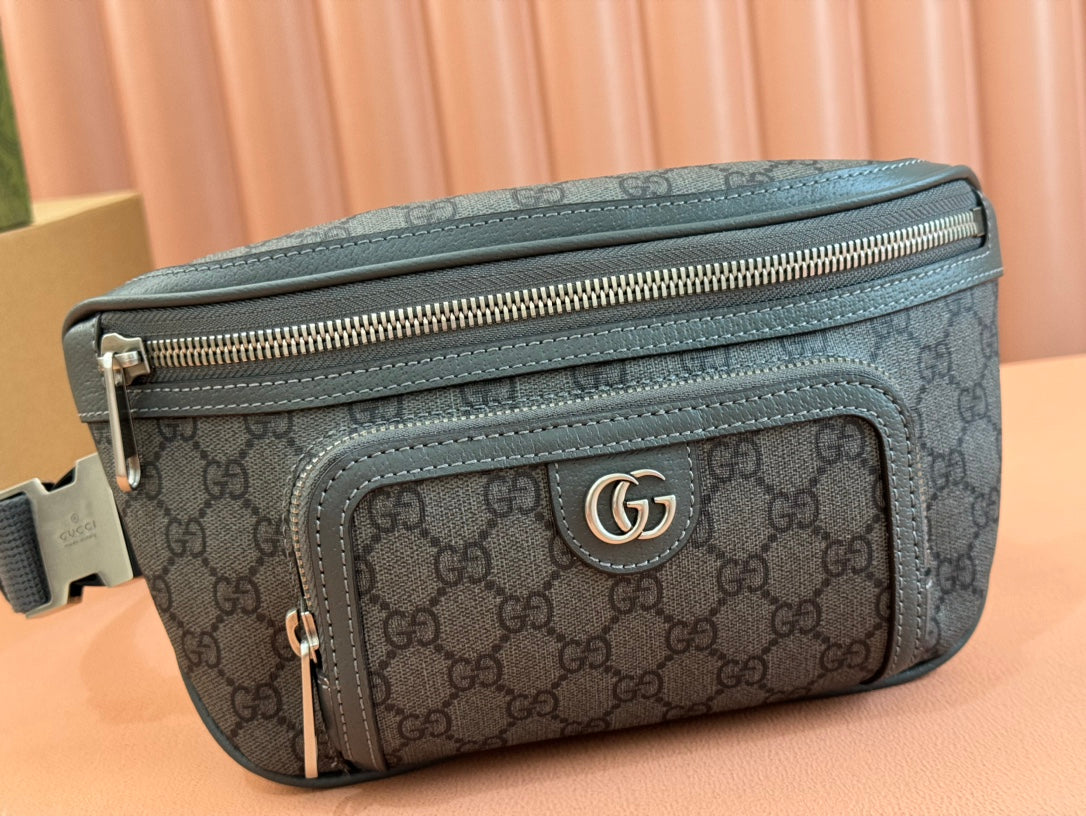 OPHIDIA BELT BAG 26 IN GREY GG CALFSKIN