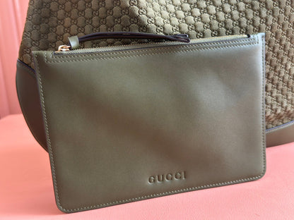 B LARGE SHOULDER BAG 49 IN ARMY GREEN GG EMBOSSED SUEDE