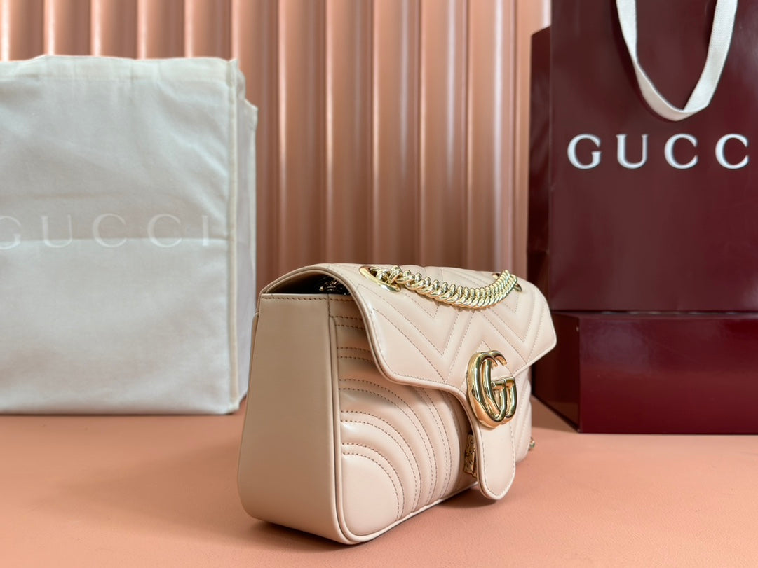 MARMONT MEDIUM SHOUDER BAG 26 IN LIGHT BEIGE CALFSKIN