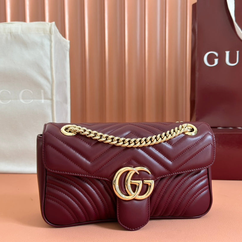 MARMONT MEDIUM SHOUDER BAG 26 IN ROSSO ANCORA RED CALFSKIN