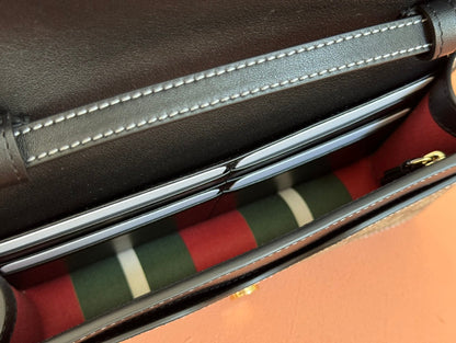 EMBLEM WALLET GG MONOGRAM 20 IN DARK BROWN AND BLACK CALFSKIN