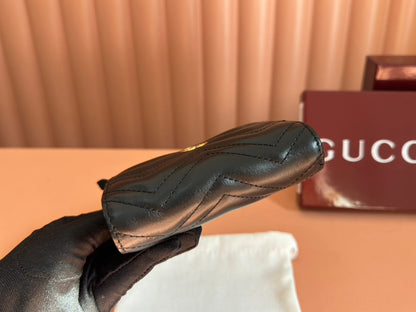MEDIUM DOUBLE G WALLET 11.5 IN BLACK SMOOTH CALFSKIN