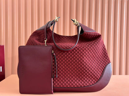 B LARGE SHOULDER BAG 49 IN ROSSO ANCORA RED GG EMBOSSED SUEDE