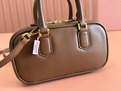 ARCADIE BAG 19 IN TAWNY BROWN SHINY CALFSKIN