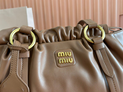 JOIE HAND BAG 32 IN BRUNETTE BROWN SHINY LAMBSKIN