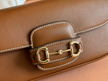 SMALL HORSEBIT 1955 SHOULDER BAG 22.6 IN BROWN CALFSKIN