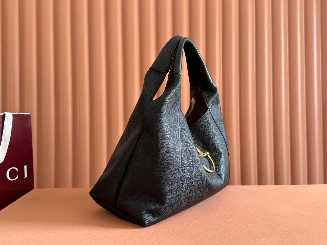 SOFTBIT MAXI SHOULDER BAG 46 IN BLACK GRAINY LAMBSKIN