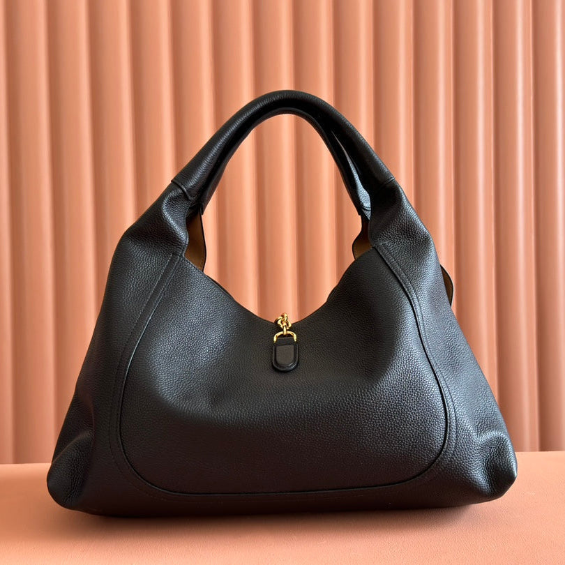 SOFTBIT MAXI SHOULDER BAG 46 IN BLACK GRAINY LAMBSKIN
