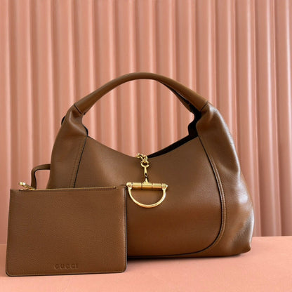 SOFTBIT MAXI SHOULDER BAG 46 IN BROWN GRAINY LAMBSKIN