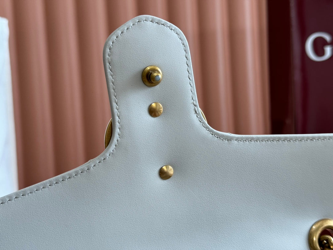 GG MARMONT MATELASSÉ LARGE 26 BAG WHITE CALFSKIN