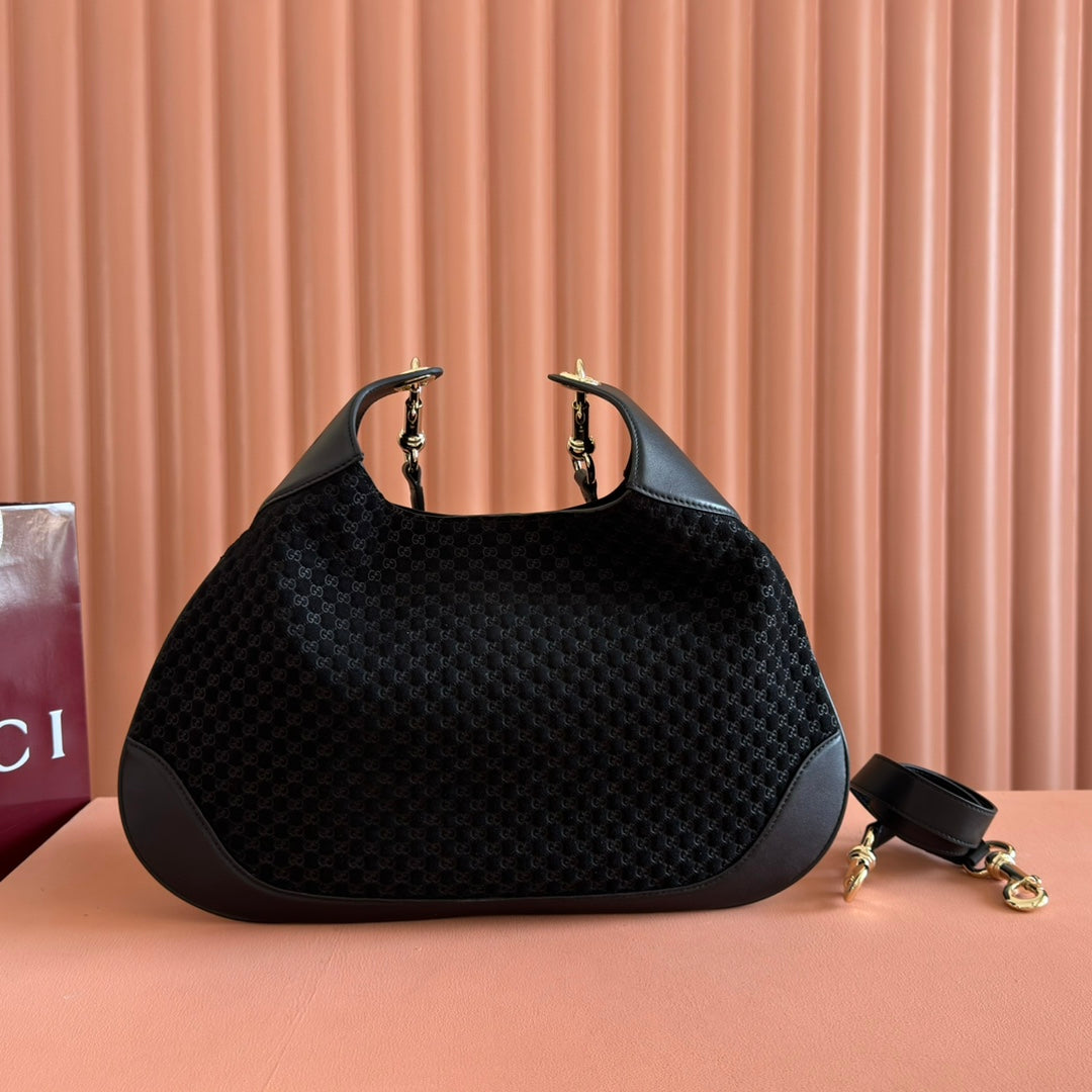 MEDIUM B SHOULDER BAG 42 IN BLACK GG SUEDE