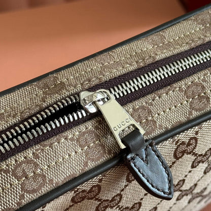 SMALL CROSSBODY BAG 23.5 IN BEIGE AND DARK BROWN GG CANVAS