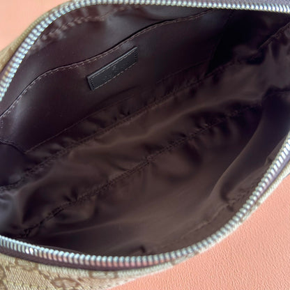 SMALL CROSSBODY BAG 23.5 IN BEIGE AND DARK BROWN GG CANVAS