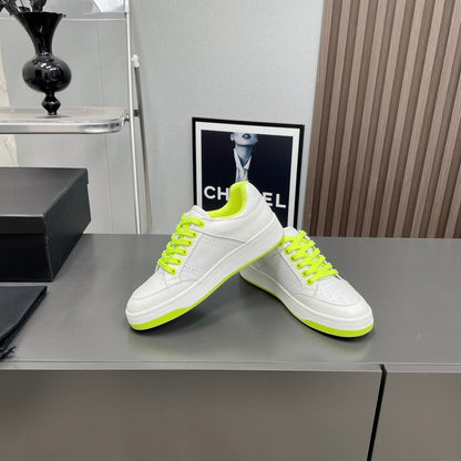 SL/61 SNEAKERS IN WHITE MIX NEON YELLOW CALFSKIN