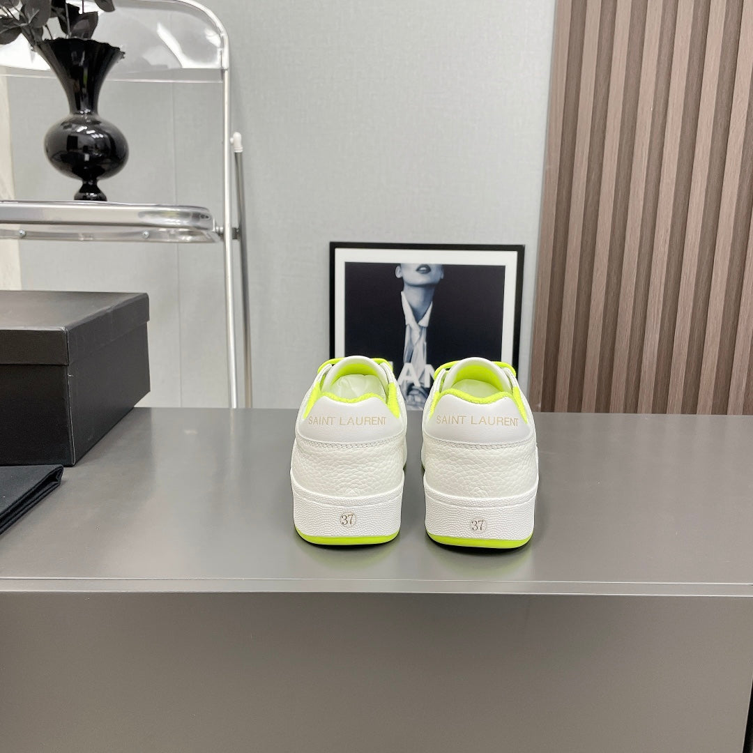SL/61 SNEAKERS IN WHITE MIX NEON YELLOW CALFSKIN