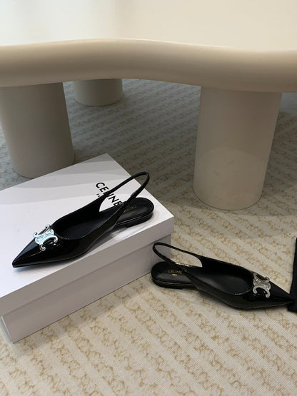 ALMA TRIOMPHE SLINGBACK IN GROS-GRAIN GLOSSY BLACK