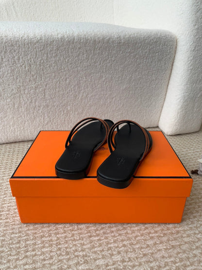 GEORGIA SANDALS BLACK MIX BROWN CALFSKIN