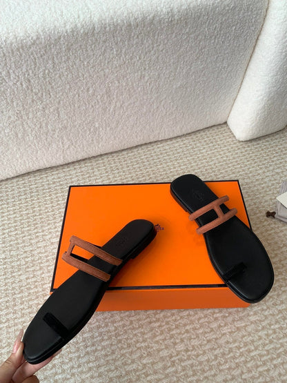 GEORGIA SANDALS BLACK MIX BROWN CALFSKIN