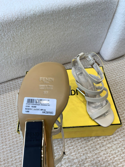 FENDI HIGH SANDAL 10 CM IN BEIGE CALFSKIN