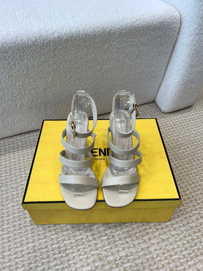 FENDI HIGH SANDAL 10 CM IN BEIGE CALFSKIN
