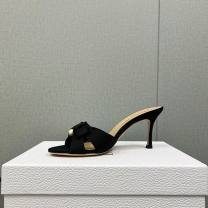 HIGH ADIORABLE MULE IN BLACK FABRIC