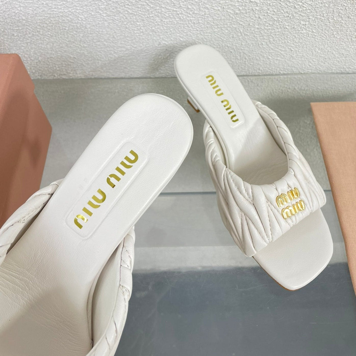 Women's Mid - Heel White Leather Stylized