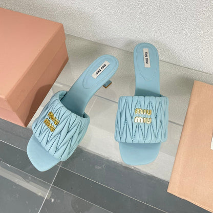 Women's Mid - Heel Baby Blue Leather
