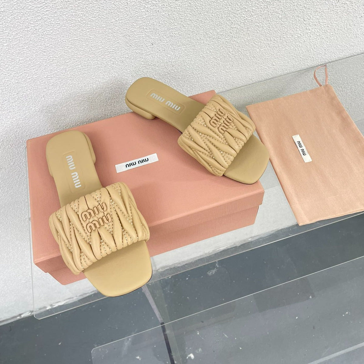 Women's Apricot Leather Slippers