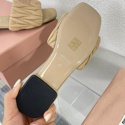 Women's Apricot Leather Slippers