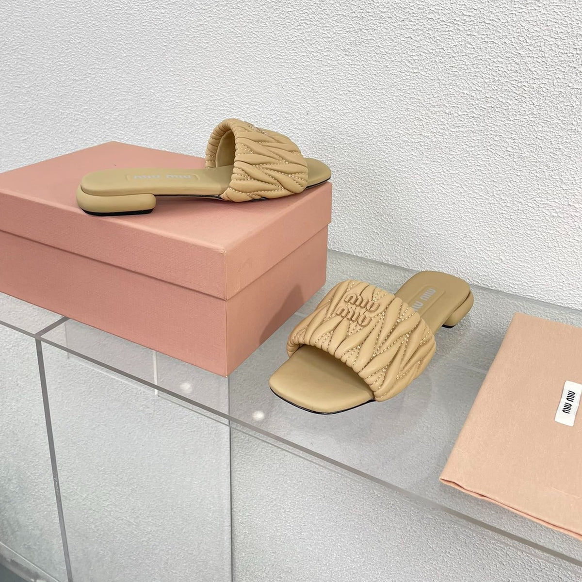 Women's Apricot Leather Slippers