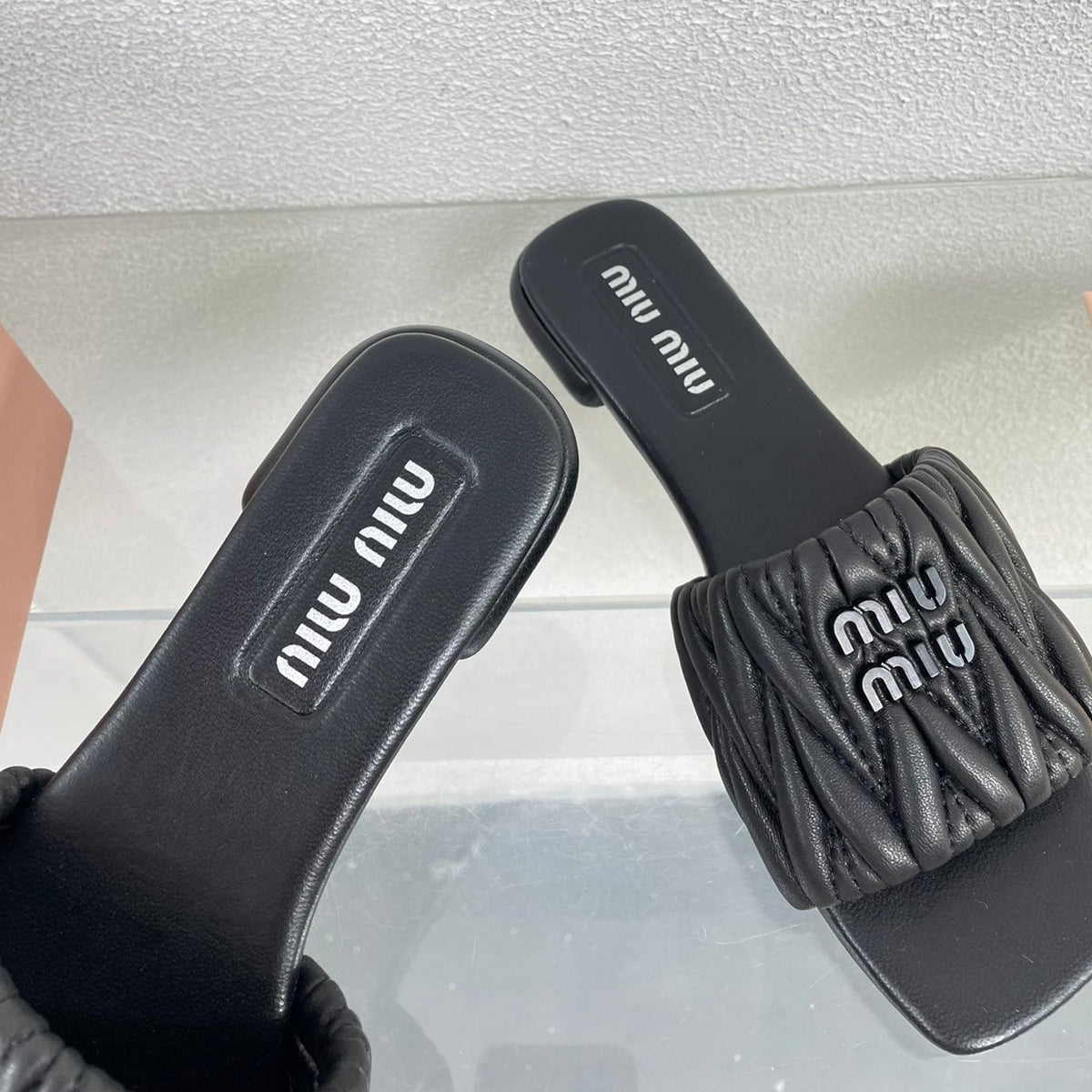 Women's Black Leather Slippers