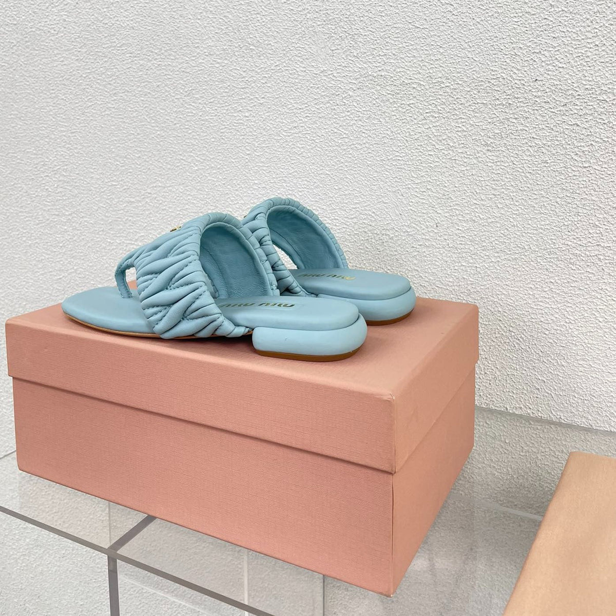 Flip-Flops Baby Blue Leather Stylized