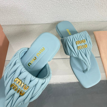 Flip-Flops Baby Blue Leather Stylized