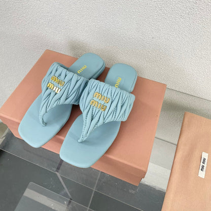 Flip-Flops Baby Blue Leather Stylized