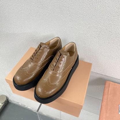Baroque Thick-Soled Oxford Shoes With Laces Cider Calfskin