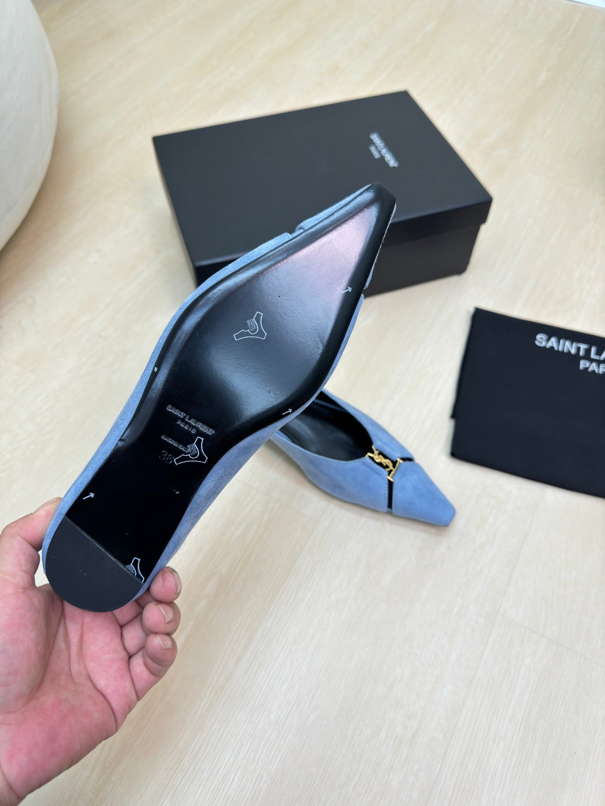 BABYLONE BALLET FLAT IN SKY BLUE SUEDE