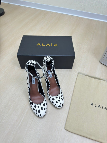 DECOLLETE PUMPS IN BLACK MIX WHITE DOTS HAIRCALF