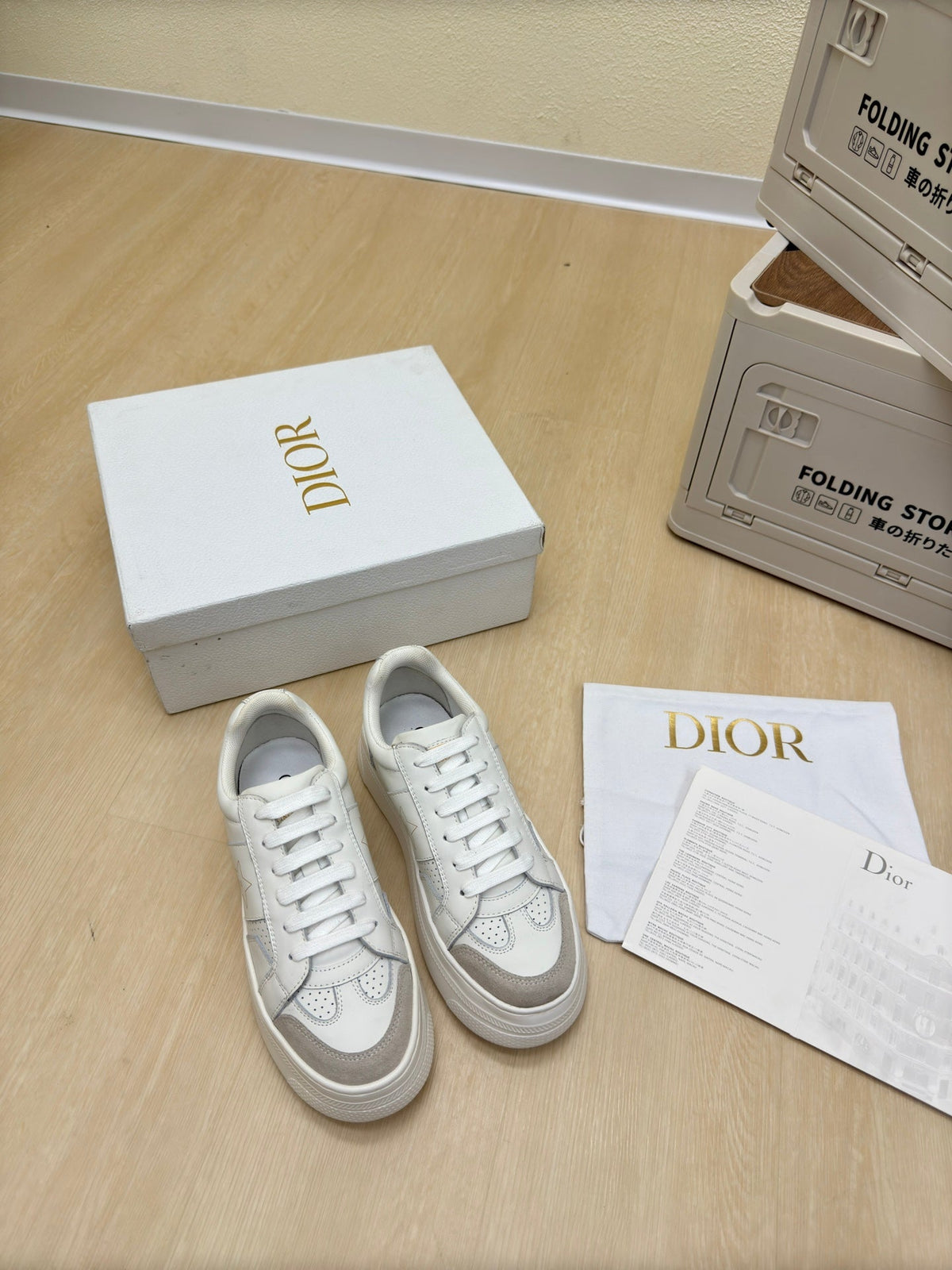 STAR PLATFORM SNEAKER IN WHITE CALFSKIN AND SUEDE