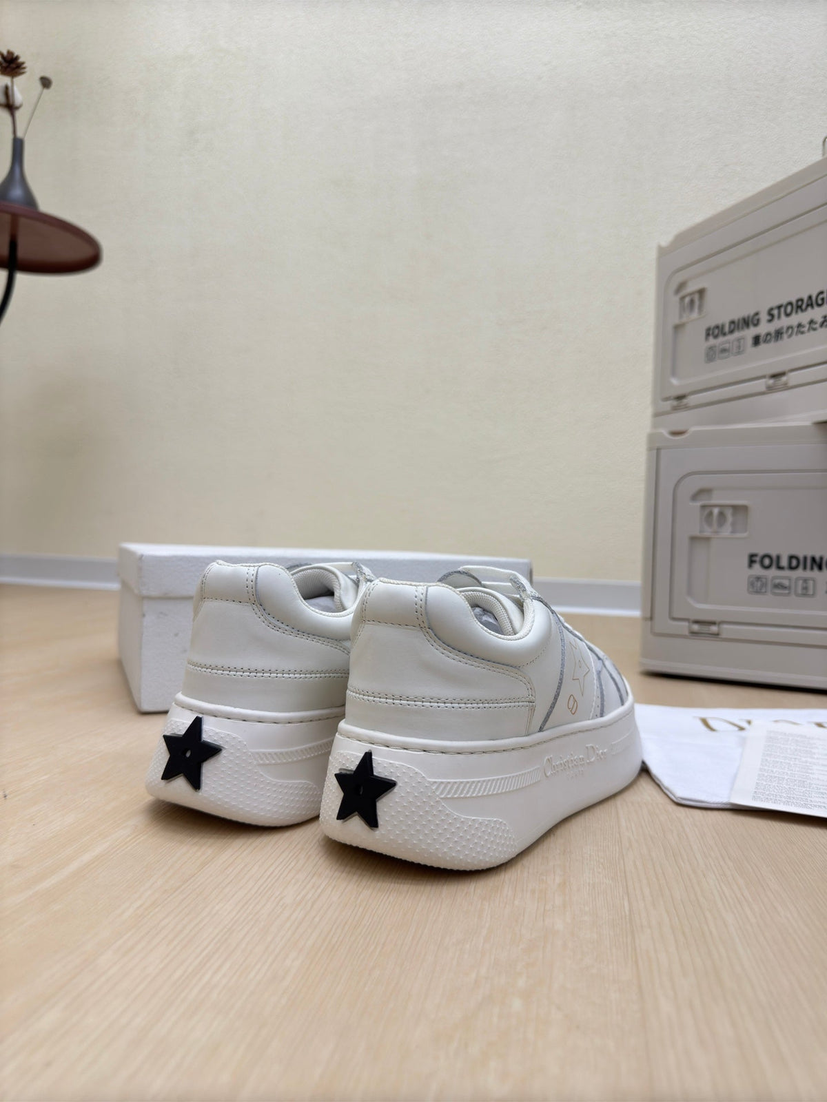 STAR PLATFORM SNEAKER IN WHITE CALFSKIN AND SUEDE