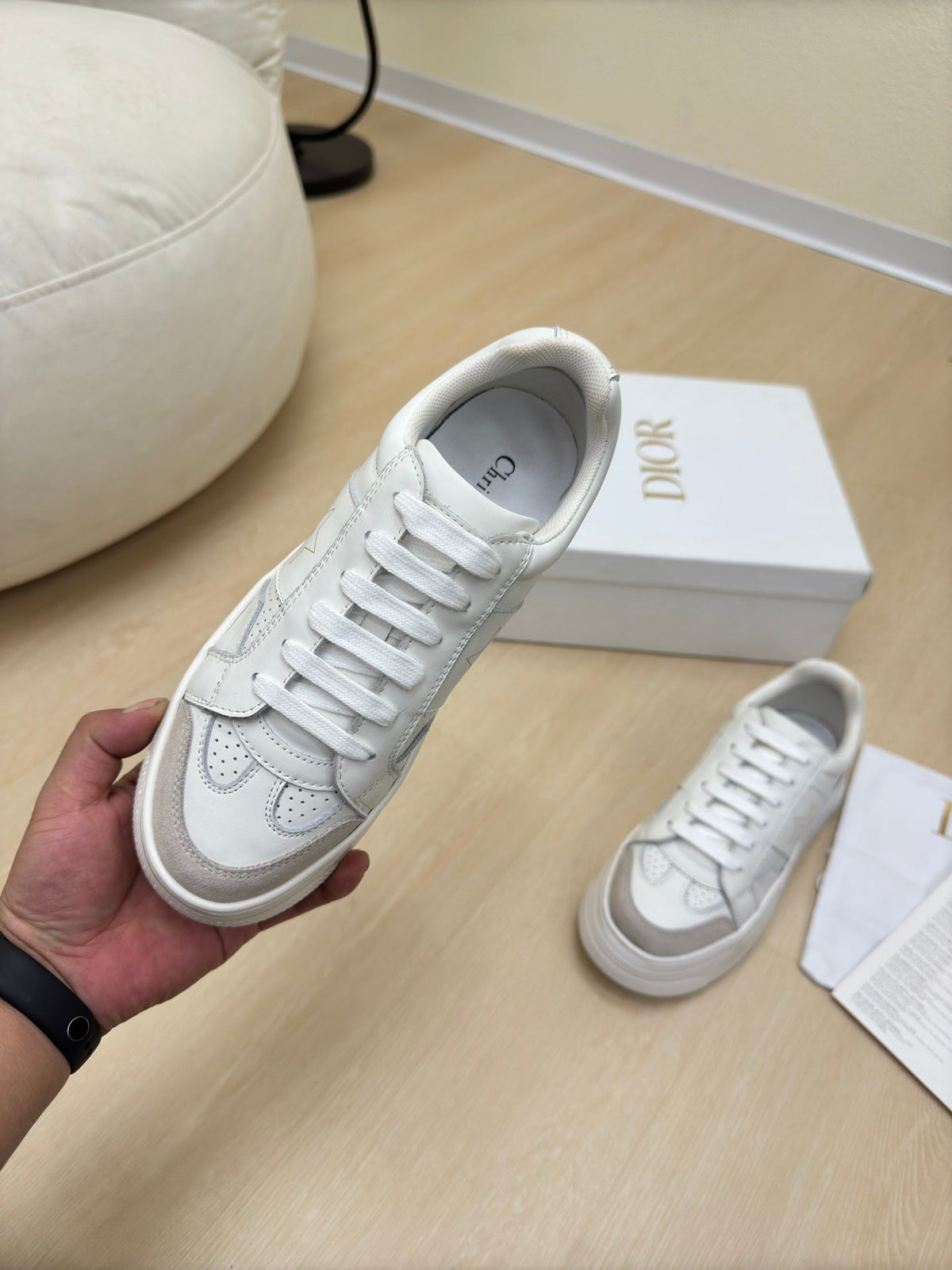 STAR PLATFORM SNEAKER IN WHITE CALFSKIN AND SUEDE