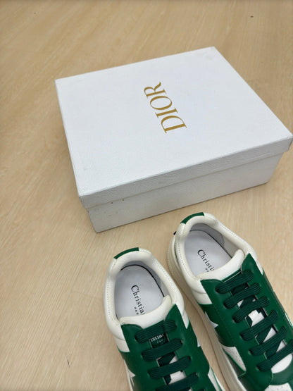 STAR PLATFORM SNEAKER IN WHITE MIX EMERALD GREEN CALFSKIN