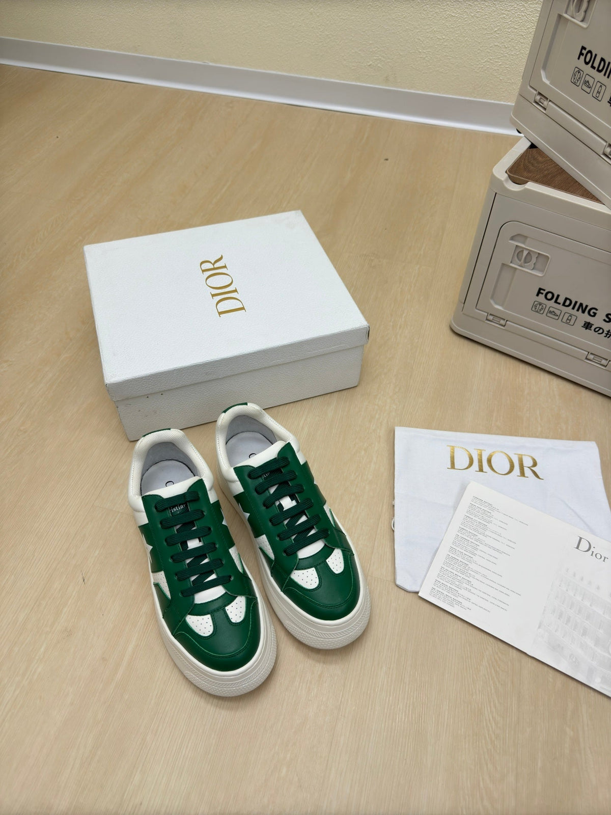 STAR PLATFORM SNEAKER IN WHITE MIX EMERALD GREEN CALFSKIN