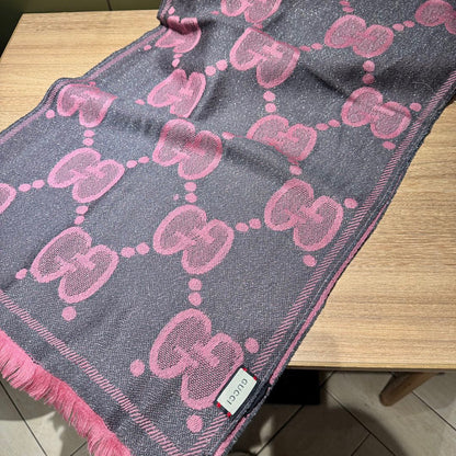 SCARF 195 CM IN DARK PINK GG WOOL LAMÉ JACQUARD 403976